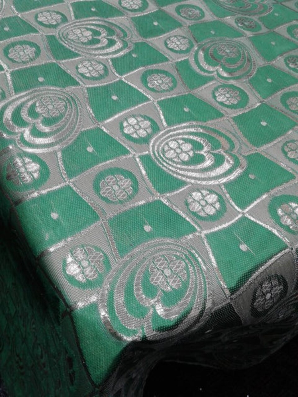 1 Yard Floral Metallic Jacquard Brocade Lime Green & Silver Fabric for Apparel Decor 60 Inch Width